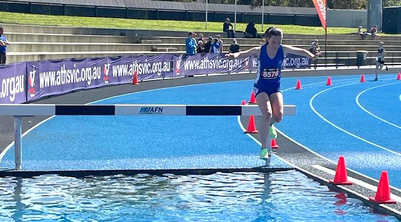Orla S (Year 10) competing in the 2000m Steeple 